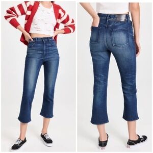 New Moussy Vintage Emma Cropped Flare Jeans High Rise Rigid Denim Sz 30